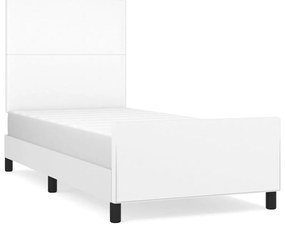 fehér műbőr ágykeret fejtámlával 90 x 200 cm