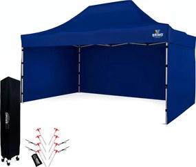 Kerti sátor 3x4,5m Acél | Gyorsan felállítható Pavilon Eseményekhez és Partikhoz - plusz 3 oldalfal - Kék