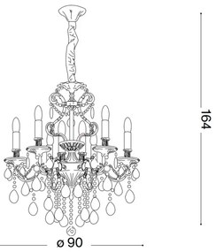 Ideal Lux - Kristály csillár láncon GIOCONDA 12xE14/40W/230V átm. 90 cm arany