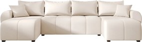 Kihúzható, kétoldalas U alakú kanapé SEVIO 311x145 cm, krémszínű + 2 párna AJÁNDÉKBA