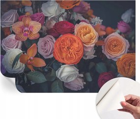 Öntapadós tapéta Divatos 3D fali ragasztóval Színes csokor 152x104 cm