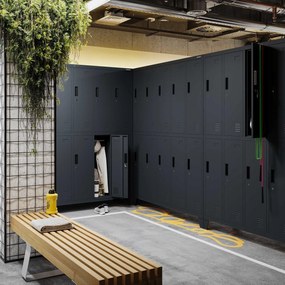 Fém öltözőszekrény BHP, 10 ajtós, BARTEK 1360 x 1720 x 450 mm, antracitszürke