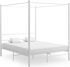 vidaXL fehér fém baldachinos ágykeret 160 x 200 cm