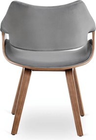 LUISE bársony szék szürke / dió színben
