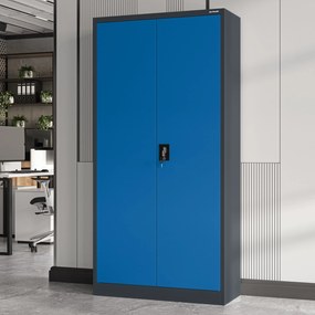 Fém iratszekrény JAN, 900 x 1850 x 400 mm, antracit-kék
