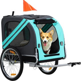 PawHut Kutyahordozó Kerékpáros Fukarkó Kiskutyáknak Közepes Méretig Oxford Szövet Esővédő Lélegző Zöld 130 x 73 x 90 cm | Aosom