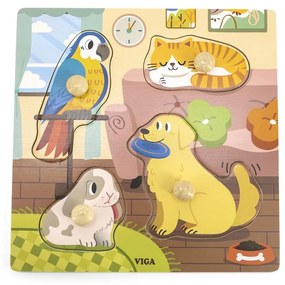 Gyermek fa puzzle Viga Háziállatok 4 db