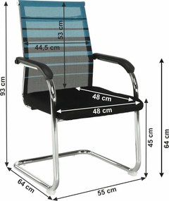 Tárgyalószék, kék/fekete, szövet, ESIN