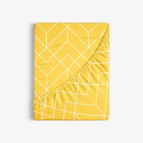 Goldea pamut körgumis lepedő - mozaik mintás, sárga alapon 120 x 200 cm