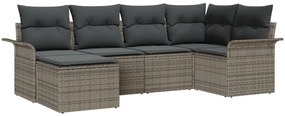 6 részes kertibútor szett párnákkal Szürke Poli Rattan, 2 személyes kertibútor tárolóval és párnákkal Szürke Poli Rattan