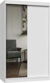 Aldabra IGA 120 A/B tolóajtós gardróbszekrény 120x61x200, 1 tükörrel / sima, fehér