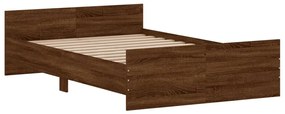barna tölgyszínű fém ágykeret fej- és lábtámlával 120 x 200 cm