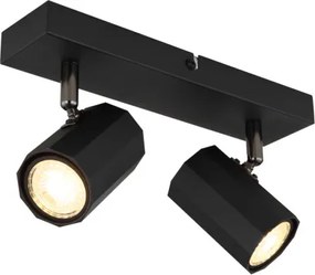 Globo 57918-2B Fali spotlámpa, fém fekete matt, alumínium fekete matt, HxSzxM: 260x60x145mm, 2x GU10 25W 230V izzók nélkül