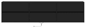 fekete falra szerelhető TV-szekrény LED-del 180 x 31 x 45 cm