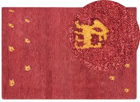 Piros gabbeh gyapjúszőnyeg 140 x 200 cm YARALI Beliani