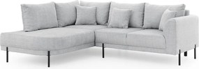 Világosszürke zsenília sarokkanapé (bal oldali-L alakú) Mauris – Ropez