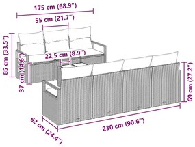 Kerti Kanapé Szett 8 pcs Barna és szürke 55 x 55 x 37 cm