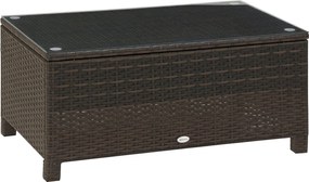 Outsunny Kerti Oldalsó Asztal Kávézó Asztal Terasz Asztal Polyrattan Barna 85 x 50 x 39 cm | Aosom