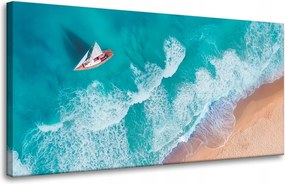 Vászonkép Vitorlás Hullámok Homokpart 80x40 cm Ideális ajándék