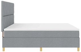 Box Spring Ágy Matrac Közepes Szürke 200x200 cm Szövet