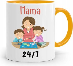 Sárga Bögre Ajándék Anyukáknak 24/7 fényképes nyomattal