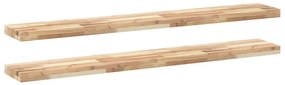 2 db kezeletlen tömör akácfa függőpolc 120 x 20 x 4 cm