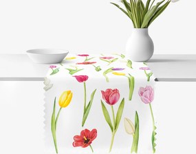 Goldea viaszosvászon asztali futó - színes tulipánok 50x140 cm
