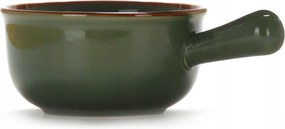 Tavo kerámia levesestál füllel 21 × 7,5 cm, zöldes-bézs árnyalat