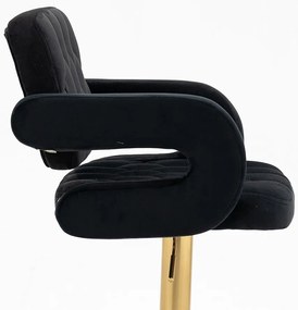 HR8403KW Fekete modern velúr szék arany lábbal