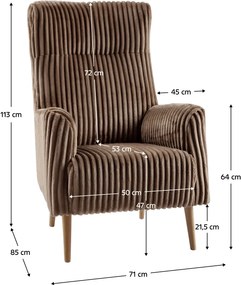 Füles fotel, taupe szürkésbarna/bükk, SAMY 1