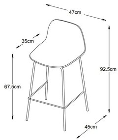 Szürke műanyag bárszék 92,5 cm Whitby – Unique Furniture