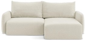 Krémszínű kinyitható-tárolóhelyes sarokkanapé (jobb oldali) Kalena – Makamii