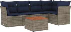 vidaXL 6 részes szürke polyrattan kerti ülőgarnitúra párnával