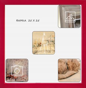 Kész Fotókeret Képekhez 25X25 Fa 15 MM Piros Szín Fa