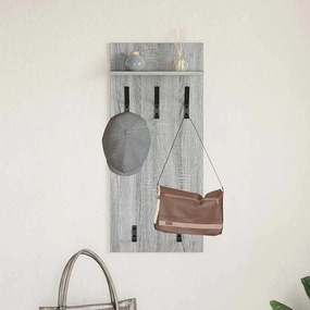 Fali Kabáthorog polcokkal Szürke sonoma 90 x 40 x 10 cm Faanyag