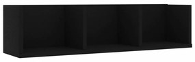 Fekete forgácslap CD-tartó fali polc 75 x 18 x 18 cm