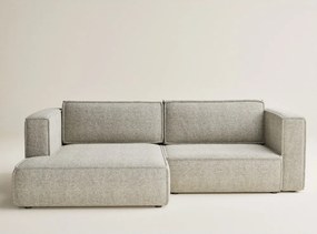 Bézs zsenília kinyitható-tárolóhelyes sarokkanapé (bal oldali-heverő résszel) Velto – Maison de Rêve