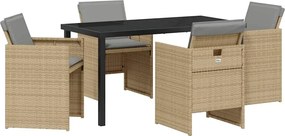 vidaXL Kert étkező szett 5 pcs Bézs polirattan