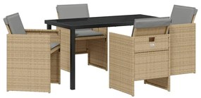 vidaXL Kert étkező szett 5 pcs Bézs polirattan