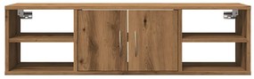 kézműves tölgy színű szerelt fa faliszekrény 101x30x29 cm