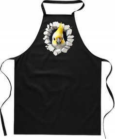 Konyhai Kötény pamut fekete lyuk Papagáj madár FA_478_cz