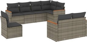vidaXL 8 részes szürke polyrattan kerti ülőgarnitúra párnákkal