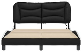 fekete és fehér műbőr ágykeret LED-világítással 140 x 190 cm