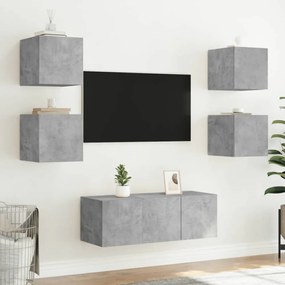 betonszürke falra szerelhető TV-szekrény LED-del 30,5x35x30 cm