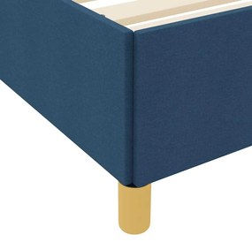 Boxrugós ágy Kék és Sötétkék és Fehér 200 x 200 cm szövet