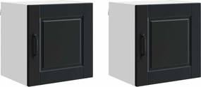 vidaXL Konyhaszekrény polcokkal 2 pcs Fekete 40 x 31 x 40 cm Faanyag