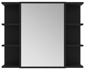 fekete szerelt fa fürdőszobai tükör 80 x 20,5 x 64 cm