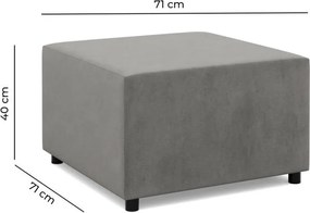 Zeus puff, bársony, 70x70, szürke