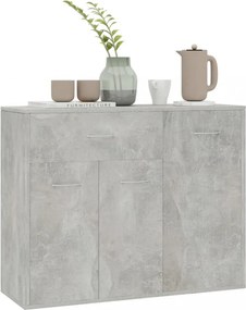 betonszürke szerelt fa tálalószekrény 88 x 30 x 70 cm