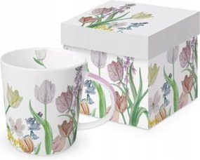 Ppd Porcelán Bögre díszdobozban színes tulipán virágok